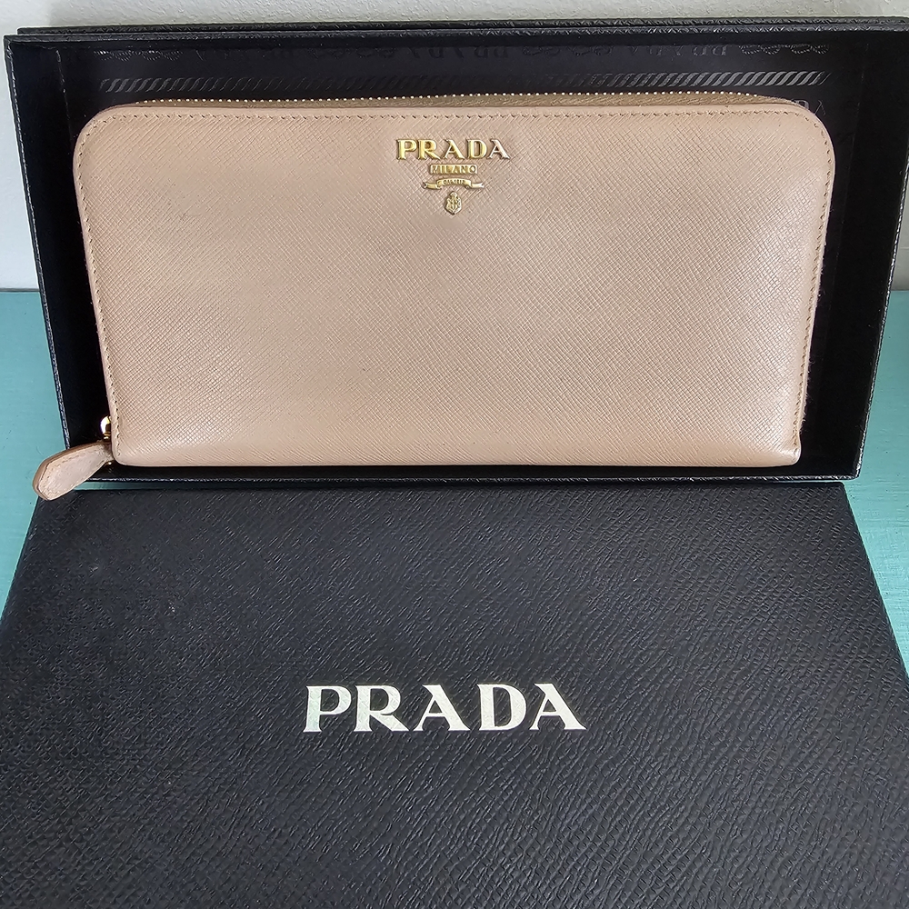 Prada Large Saffiano Zippy Leather Wallet